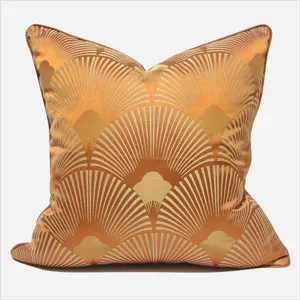 Modern orange fan geometric pattern sofa cushion cover luxury living room square throw pillow cover