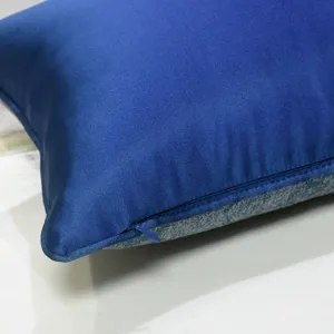Fundas de cojín de sofá de terciopelo azul oscuro con cremallera oculta para salón