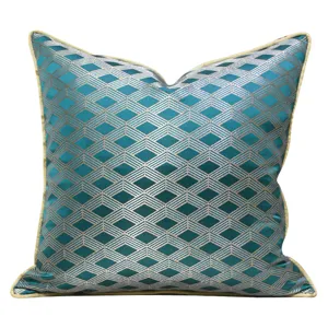 Fodera per cuscino decorativo geometrico rombo verde scandinavo di lusso per divano