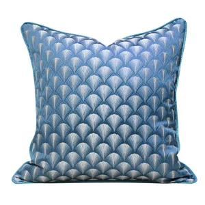 Modern minimalist dark blue fan pattern sofa throw pillow cover square cushion living room