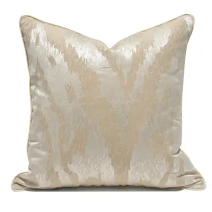 Housse de coussin decorative abstraite de luxe beige, coussin de canape moderne velours.