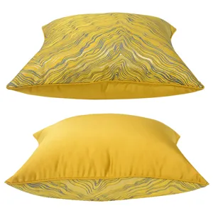 Yellow modern minimalist wave pattern throw pillow cover luxury striped design for sofa bed