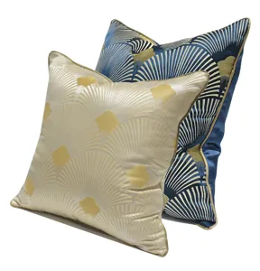 Art Deco fan geometric pattern cushion cover set, luxury decorative pillowcase for living room