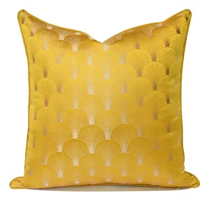 Fodera per cuscino dorata di lusso con elegante motivo a ventaglio stile art déco morbido
