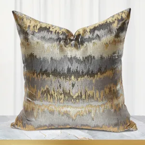 Nordic Style Abstract Geometric Polyester Cushion Cover Luxury Grey Gold Metallic Throw Pillow Case For Sofa Bed Living Room Home Decor