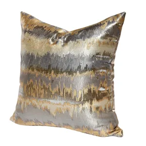 Grey gold throw pillow cover decorative couch cushion cover for modern home sofa bedroom