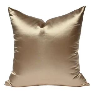 Luxury gold satin throw pillow cover solid color square cushion case for home sofa bedroom decor