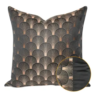 Lussuosa fodera per cuscino decorativa motivo ventaglio art deco nero oro divano