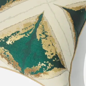 Green gold foil geometric throw pillow cover modern luxury sofa cushion decorative case
