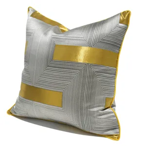 Modern gray gold throw pillow cover geometric decorative cushion case for sofa living room