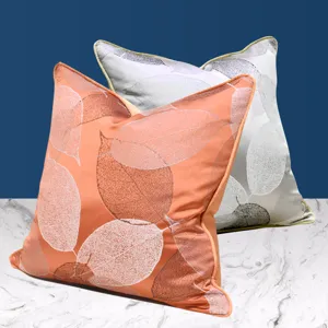Funda de Cojín Decorativa Moderna y de Lujo con Patrón de Venas de Hoja Funda de Almohada Cuadrada para Sofá de Sala de Estar Decoración del Hogar