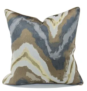 Blue grey abstract throw pillow cover modern luxury square cushion cover for home decor