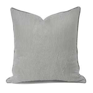 Modern blue-grey abstract square throw pillow cover for living room and office decor.
