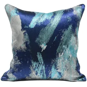 Blue grey abstract throw pillow cover modern luxury square decorative cushion case for living room