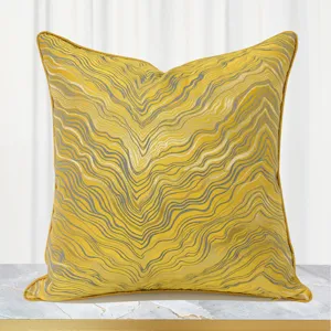 Modern Minimalist Yellow Wave Stripe Sofa Cushion Cover Luxury Geometric Decorative Pillow Case For Living Room Bedside