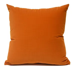 Fodera per cuscino quadrata in velluto arancione oro di lusso per decorazione divano.