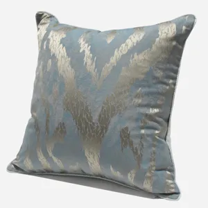 Fodera per cuscino decorativo blu grigio moderno lusso con strisce geometriche dorate