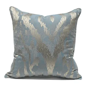 Fodera per cuscino di lusso moderna blu grigia con motivo geometrico astratto divano.