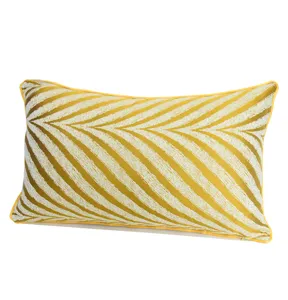 Nordic style yellow and white chevron pattern decorative throw pillow cover for living room.