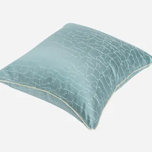 Blue-green crackle pattern square throw pillow cover, modern minimalist sofa cushion case.