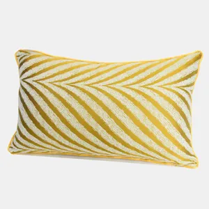 Nordic style yellow striped throw pillow cover for sofa chair, luxury hotel cushion case.