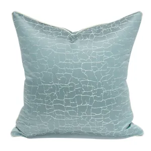 Modern Nordic blue-green throw pillow cover with cracked pattern for sofa and living room.