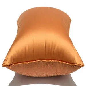Oranger luxus seiden satin kissenbezug fuer wohnzimmer sofa hotel quadratischer kissenbezug