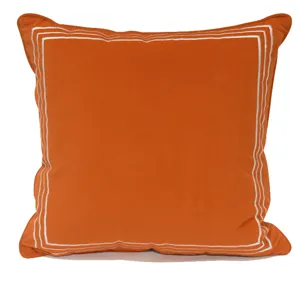 Housse de coussin brodée bordure blanche orange style nordique résistante pour canapé