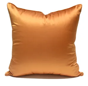 Orange satin throw pillow cover luxury soft square cushion case for sofa bed home decor