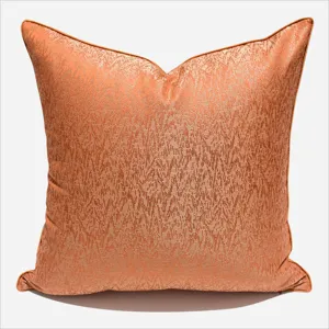 Orange strukturierter Kissenbezug quadratisch fuer Sofa Wohnzimmer und Hotel Dekokissen