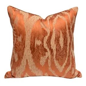 Luxury orange wavy throw pillow cover for sofa and bed, elegant cushion case for home decor.