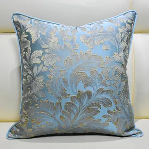 Luxury jacquard throw pillow cover with elegant botanical leaf pattern. Perfect for sofa.