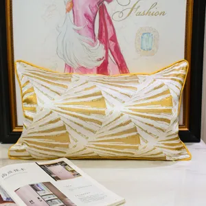 Yellow Fan Shaped Decorative Throw Pillow Cover Modern Minimalist Geometric Cushion Case For Sofa Bed And Living Room