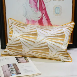 Luxury yellow fan patterned throw pillow decorative cushion for living room sofa bedroom decor