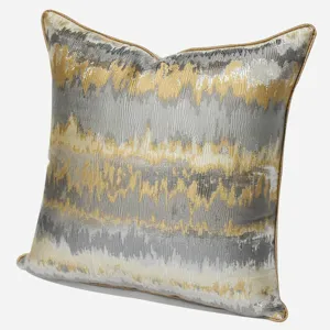Modern luxury golden wave throw pillow cover, stylish decorative sofa cushion protector.