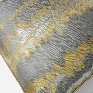 Modern luxury gold and grey abstract geometric textured throw pillow cover for sofa