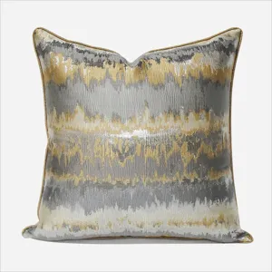 Luxury gold foil geometric throw pillow cover modern wavy sofa cushion home decor