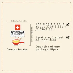Zwitserland thema decoratieve stickers waterdicht outdoor bagage koffer pack 50st