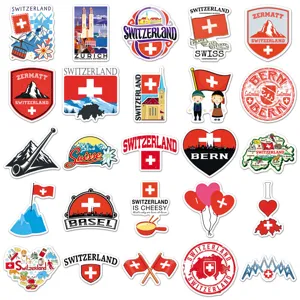 50st Zwitserse reisstickers waterdichte vinyl stickers voor laptop koffer skateboard