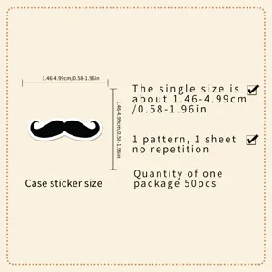 50st zwarte snor stickers waterdichte decoratieve vinyl stickers voor koffer en laptop.