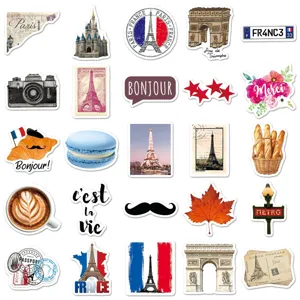 Parijs Frankrijk reisthema waterdichte stickers set voor fles en koffer decoratie leuk.