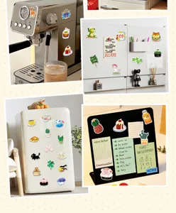 Cute 3D cartoon fridge magnets set, waterproof magnetic stickers for kitchen decor.