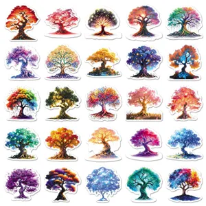 50 Pcs Glowing Tree of Life Stickers Fantasy Plant Waterproof Decals for DIY Decor