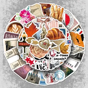 Franse Reisedagboek Stickers Waterdichte PVC Stickers Voor Waterfles Koffer Laptop Notebook Esthetische Decoratie