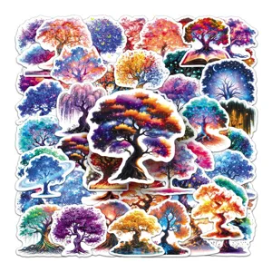 Glowing Tree of Life stickers pack, 50pcs magical fantasy plant waterproof DIY decals.