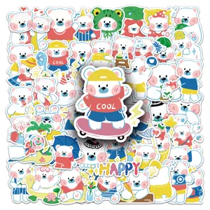 Bonito juego de pegatinas de dibujos animados de osos blancos para diario y regalos.
