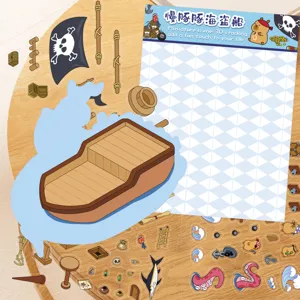 DIY 3D pirate ship miniature scene sticker set, creative cartoon decorative paper components.