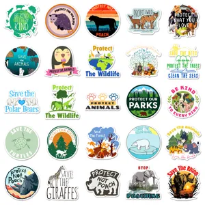 Pack of 50 animal protection stickers, waterproof vinyl decals for luggage, skateboard.