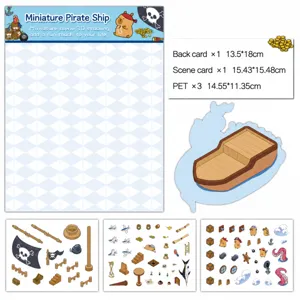 3D miniature pirate ship scenery stickers DIY cartoon cute decorative stationery stickers
