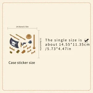 Pirate ship landscape sticker 3D miniature world DIY cartoon pet stickers for fun decor.
